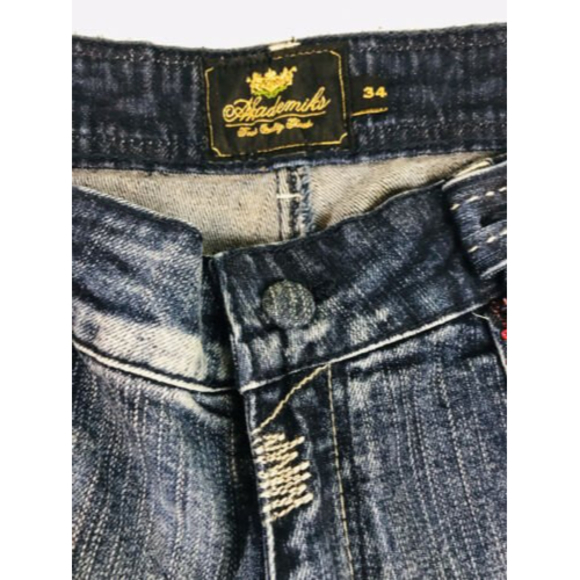 Akademiks AKDMKS Straight Leg Jean Blue Heart Red Sequin 98% Cotton Size 34 NWT - Picture 11 of 12
